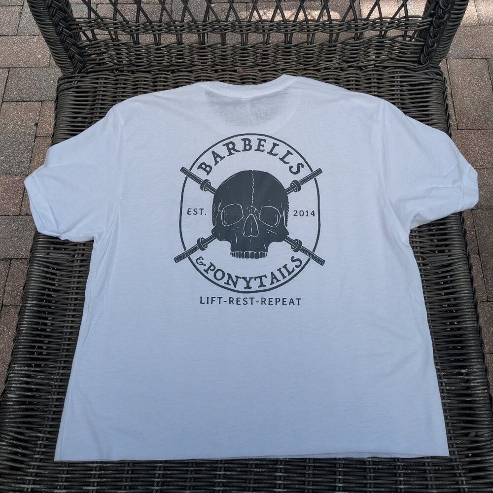 Barbells And Ponytails Crop "Skull" Short Sleeve TEE T-Shirt  NEW